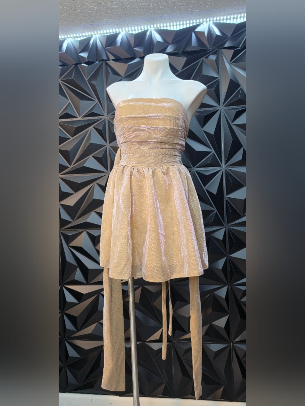 Strapless Shimmery Blush Pink flare Dress